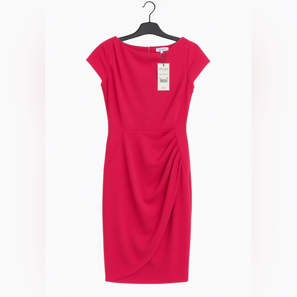 NWT LK Bennett Magenta Pink Red Fuchsia Short Sleeve Midi Dress